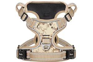 HEELE Arnés para Perro, arnés para Perros pequeños, medianos y Grandes, sin tirones, Ajustable, Acolchado, Reflectante, con asa, para Entrenamiento y Caminar, Camuflaje, Camuflaje Tostado, L