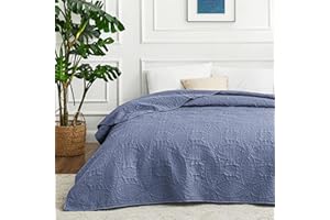 Love's cabin Tagesdecke 240x260 Blau, Ultra Weiche Bett Quilt Leichte Mikrofaser Tagesdecken Bettüberwurf 240x260, Moderne Bedspread mit Münzmuster für alle Jahreszeiten (ohne Kissenbezug)