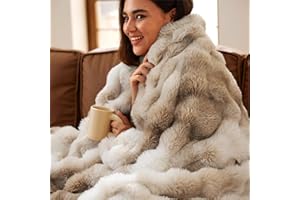 BEDSURE Bubble Koc - puszysty koc, gruby i ciepły koc na sofę, na zimę, koc ze sztucznego futra, pluszowy koc na kanapę i łóżko, wełniany koc do dekoracji pokoju, beżowy, 130 x 170 cm