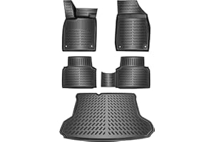 ELMASLINE Lot de tapis en caoutchouc 3D et bac de coffre pour VW ID.4 | Fond de chargement standard | 2020-2025 | Remarque importante : les accessoires ne conviennent pas aux plancher de chargement