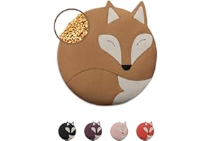 LESCHI 4-Chamber Wheat Bag for Microwave, Washable - Grain Pillow Made of 100% Organic Cotton & Organic Wheat - Ideal Natural Relief for Stomach and Period Pain - Fox, Brown