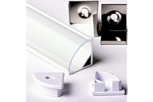 Aftertech® 3m 3 metros 1616B 16x16mm PERFIL ALUMINIO TIRAS ESQUINERAS TIRA LED BARRA RIGIDA 3MT + CUBIERTA (TAPA TRANSPARENTE 1616B PERFIL BLANCO)