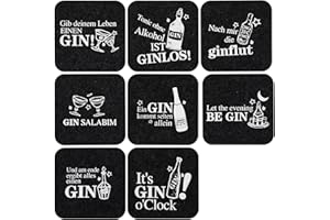 XIAONIU Untersetzer Gin 8 Stück Mit Sprüchen, Glasuntersetzer Filz für Ginfans Ginliebhaber und Gintrinker (deutsche Sprüche)
