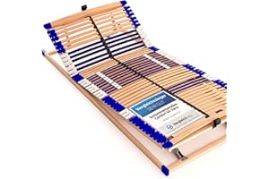 ‎SCHLUMMERPARADIES Stabiler Lattenrost 100% BUCHE - Kopf- und Fußteil verstellbar - SCHULTERFRÄSUNG, 7 Zonen, 44 Federleisten, Härte-Regulierung, Mittelgurt - Comfort 44® Vario - 100% fertig montiert (90x200cm)