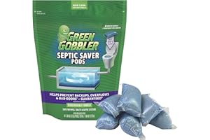 Green Gobbler Septic Saver Pods - Środek do oczyszczania ścieków i szamba - pakiety enzymów bakteryjnych do comiesięcznego oczyszczania szamba - 6 kapsułek (222g)