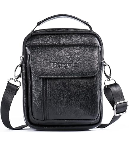 Kleine Heren Telefoon Schoudertas Zwart, Leer Tas met Riemclip voor Telefoon, 6.7 Verticaal Mannen Lederen Schoudertassen Mobiele Telefoon Crossbody Zak Wandelen Heuptas Sport Buidel Riem Holster