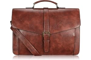 ESTARER Skórzana aktówka męska, 15,6", duża, torba na laptopa / torba robocza do pracy, na uczelnię, podróż, do biura