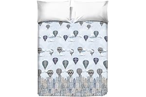 PENSIERI DELICATI Telo Copriletto Matrimoniale 260 x 280 cm, Telo Singolo 100% Cotone Pique, Ideale Come Telo Arredo, Coperta Salva Letto 2 Piazze, Fantasia Volare Azzurro, 100% Made in Italy