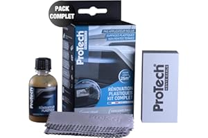 ProTechMC | Kit Complet Rénovateur Plastiques Ternes pour Voiture | Restauration Plastiques Intérieurs & Extérieurs | Éclat et Brillance d'Origine Assurés | Made In France | 50 ml