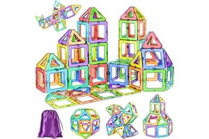 COOLJOY Magnetic Tiles for Kids, Magnetic Building Blocks, 40PCS Magnetics Construction Block Games, Learning Educational Construction Toys for Boys Girls 3 4 5 6 Year Old
