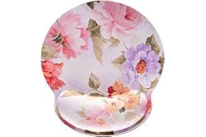 EFISH Mouse Pad with Memory Foam Rest,Ergonomic Mouse Pad with Non-Slip Rubber Base,Mouse Mat with for Laptop,Gaming & Office,Pink flowers