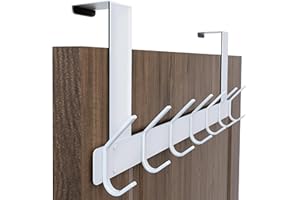 Honsky Türgarderobe, Klappbar Türhakenleiste zum Einhängen mit 14 Hanken,Türfalzstärken4,5/4/3,5cm,Türhaken Kleiderhaken Tür, Solide Türhaken zum Einhängen,Weiß