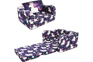 MeMoreCool divano per bambini pieghevole, 3 in 1 per bambini, con funzione di sonno, divano da gioco fancy, un emozionante parco giochi per la cameretta dei bambini, unicorno