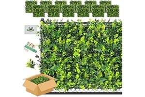 ULAND Artificial Hedges Plant Wall Panels, 12PCS of 50 * 50CM Greenery Ivy Fence Screening, Home Garden Outdoor Wall Decoration (A009,12)