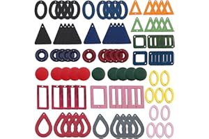 SUNNYCLUE 90 Pcs 18 Style Pendentifs en Bois Charmes Liens Connecteur avec Trou pour la Fabrication de Bijoux Mixte Couleur Boucle d'oreille Balancent Collier Collier pour Bijoux Accessoires