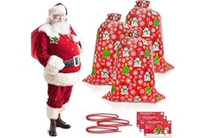 HXC Duże torby świąteczne, 91 x 142 cm, duże torby na prezenty świąteczne z 3 zawieszkami i sznurkami, duża torba na prezent, ogromne prezenty, ponadwymiarowa zabawka na przyjęcie bożonarodzeniowe, 3 szt