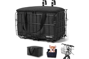 LIBRNTY Cesta Bicicleta Delantera,Malla Metálica para Bicicleta,Bolsas Bicicletas Traseras,Desmontable,Multiusos,Fácil Instal