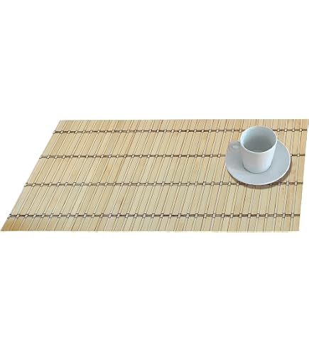 Set 6 Tovagliette Americane In Bambù – 30x40 Cm, Beige, Fatte A Mano, Facili Da Pulire