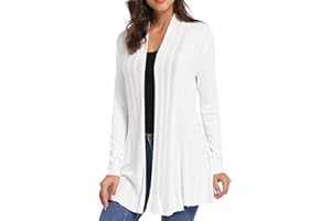 iClosam Gilet Femme Long Drapé Ouverte Devant Tricot Décontracté Veste Femme Longue Cardigan Léger Long Femme Manches Longue