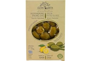 Olive's Earth Griechische Grüne Chalkidiki Oliven ohne Stein gefüllt mit Zitrone 4er Pack x 200g (Total: 800g)