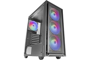 Mars Gaming MC-Air, Caja Gaming ATX, 4X Ventiladores FRGB Rainbow 120mm, Panel Frontal Mesh, Ventana Lateral Completa Cristal Templado, Semitorre PC Doble Cámara, Soporte Refrigeración Líquida, Negro
