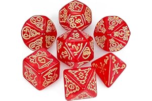 QMAY DND Dice Polyhedral Dice Set - 7 Pieces for Dungeon and Dragons MTG RPG D&D D20, D12, D10, D%, D8, D6, D4 (Rotes Weihnachten)