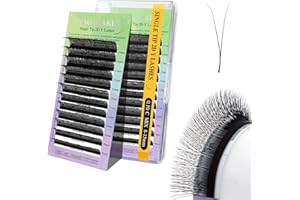 NAGARAKU Y Pestañas 2D Forma Y Extensiones de Pestañas Postizas Abanico Profesionales Prefabricados Prehecho Ligero Suave Natural Volumen Ruso Individual Ventilador Y Lash Negro Mate(0.10 C 8-15mm)