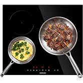 Cecotec Bolero Squad I 3000Eco 3-Zone Induction Hob, 6,6kW | Large Zone 280mm, 3000W, Touch Control, 9 Levels, Timer 99min, C