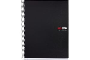Miquelrius - Cuaderno A4 Notebook The Original, 6 franjas de colores, Cubierta polipropileno opaco, Tamaño 210 x 297 mm, 4 Taladros, 150 Hojas de 70 g/m², Cuadrícula de 5 mm, Color Negro