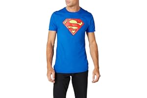 SWEHOO DC Men Superman Logo Crew Neck Short Sleeve T-Shirt, Blue, XX-Large