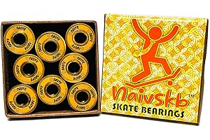 Naivskb Skateboard Bearings 8 Pack, Titanium ABEC 608 Skate Bearings Set for Longboards Cruisers Quad Skates Inline Roller Derby Surfskate Scooters (Golden Orange)
