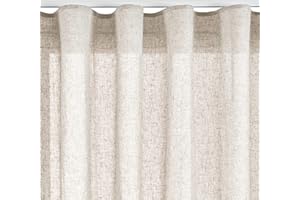 STORESDECO Cortina translúcida Efecto Lino, Cortina para Salón, Habitaciones, Dormitorios… Cortina Moderna con Ojales o Cinta para Ventanas y Puertas. ¡Tamaño XXL! (300 cm x 300 cm, Cinta Beige)