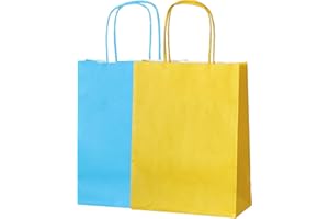 10 EASTER EGG HUNT Thepaperbagstore (TM) SMALL PAPER PARTY BAGS WITH HANDLES (5 LIGHT BLUE/5 YELLOW)