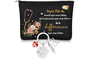 Xuniea Cadeau Infirmière Libérale Noël Pochette Petit Bazar d'Une Infirmière avec Porte-Clés Trousse pour Future Infirmiere Accessoire de Survie pour Diplômée Infirmière Départ à Retraite Docteur