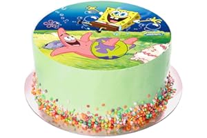 Kardasis Decoración de Pastel de Spongebob | Papel comestible para decorar | Divertidas decoraciones para cumpleaños con temática de la Spongebob | 20cm