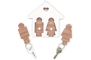 LAC EVERYTHING EVERYWHERE Llaveros para Parejas de Madera en Forma de Casita 10×10 - Regalo Aniversario Pareja - Llavero Casa Nueva Regalos Originales para Mujer y Hombre
