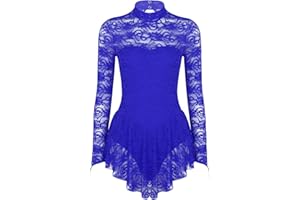 iiniim Women Adults Floral Lace Figure High Cut Ice Skating Ballet Dance Leotard Dress Costume