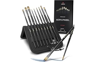 LIEBERGE Premium Pinselset Acrylfarben – 9 Acrylpinsel + Präsenter – perfekt für Acrylfarben – hochwertige Künstlerpinsel ohne Haarverlust beim Malen (9 Pinsel)