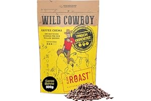 ‎BLANK ROAST BLANK ROAST Wild Cowboy Crema - ganze Kaffeebohnen - 100% Arabica Kaffee - schonend mit Hickory-Holz geröstet - säurearm (500g)