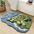 DEXI Bathroom Mat 50 x 80 cm, Thick Soft and Super Absorbent Green Bath Mat, Non Slip Bathroom Rugs for Bathroom Floor, Shower, Sink, Bedroom, Ocean Green