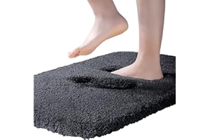 ROLIZOE Ultra gruba mata łazienkowa, super miękki dywanik łazienkowy do łazienki, antypoślizgowa mata łazienkowa, chłonny, pluszowy dywanik łazienkowy, z mikrofibry, do łazienki, na podłogę, do zlewu (61 x 91 cm, czarny)