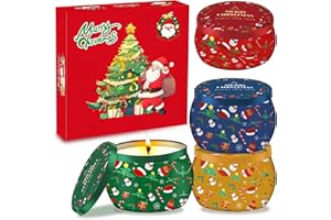 MORAINJAY Zestaw świec na Boże Narodzenie, 4 sztuki świec zapachowych, zestaw prezentowy, naturalny wosk sojowy, świece do aromaterapii, zestaw dla kobiet, 2,5 OZ przenośne świece podróżne do redukcji stresu