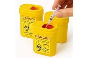 AQUA THOUGHTS 3 x Travel Size Sharps Bin, Disposal boxes for Diabetic Pen Needles, Blood Lancets & Test Strips - Small Portable Sharps Container for Insulin Ideal for Travel and Daily Personal Use | Sharps Bin 0.2L