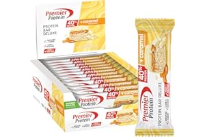 Premier Protein Bar Deluxe White Chocolate Vanilla 12x50g - Haute teneur en protéines + Hydrates de carbone réduits + Sans huile de palme, 25405401