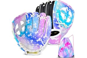 AUSLETIE Kids Baseball Glove,Softball Gloves,Baseball Softball Mitt for Kids Girls Toddlers, Tee Ball Glove for Training and Beginner Play, Left Hand Glove, Right Hand Throw