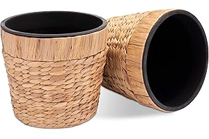 Decorasian Lot de 2 Pots de Fleurs Ronds tressés en jonc de mer avec Insert en Plastique pour la Plantation - Pot de Fleurs - 2 pièces 26cm