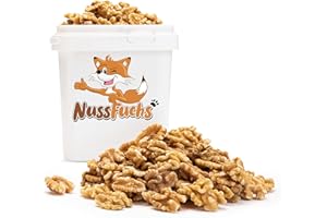 NUSSFUCHS Walnüsse Walnusskerne 1kg - ohne Schale ganze Walnuss Kerne - naturbelassen ungeschwefelt ungesalzen – ganz geschälte Kerne 100% Natural vegan - ideal als Zwischenmahlzeit mit nussigem Aroma (1kg)