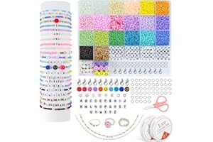 Perline per Braccialetti Collana Set - FOREDOO 8333pcs 3mm Perline per Bigiotteria fai da te Kit, Mini perline con Lettere, perline di smiley,20 colori set perline per gioielli fai da te bambini
