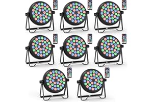 Rtktoup 8 PCS RGB 36 LED Lumiere Par, 36W Lumiere de Scene avec Télécommande et 4 Modes de Contrôle, Par LED Eclairage Scene pour Noël Halloween Disco Show Concerts Party