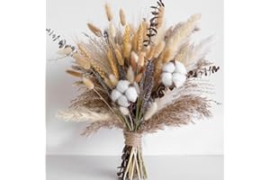 BEST ZOIKOM Dried Pampas Grass Decoration,Pampas Grass with Bunny Tails Dried Flowers, Reed Grass Bouquet for Wedding Boho Flowers and Home Table Decoration, Rustic Farmhouse Party